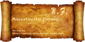 Maszalovits Ferenc névjegykártya